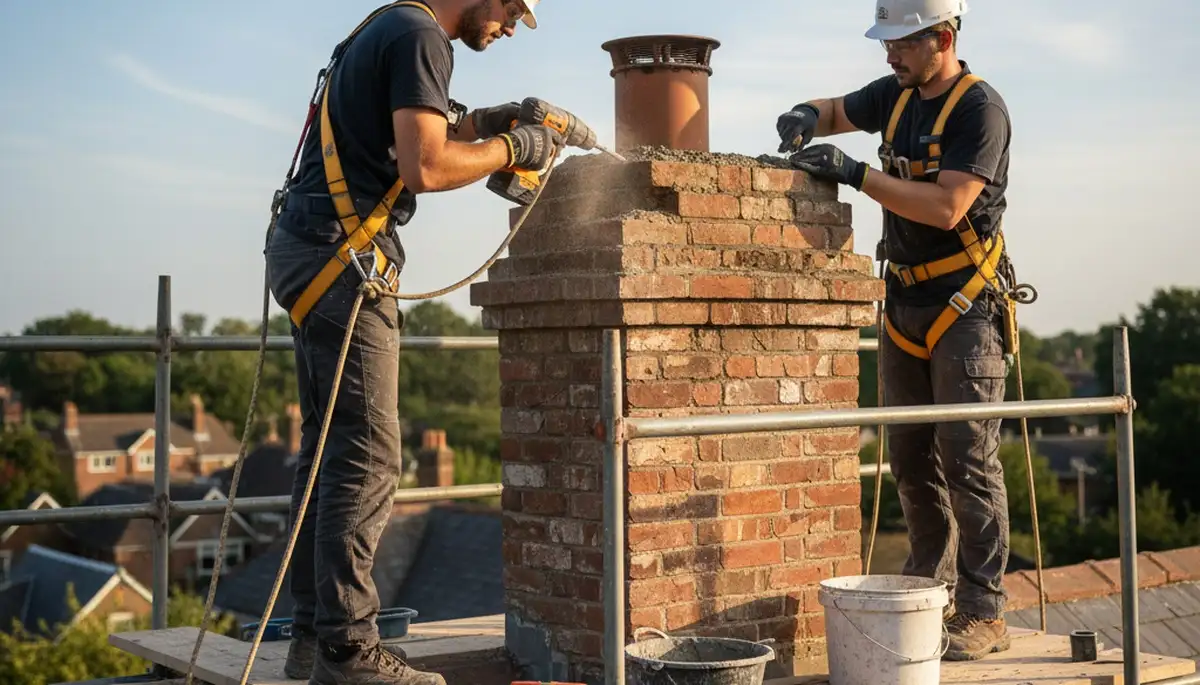 Minneapolis, MN chimney repair on a home with cracked masonry and storm damage by FX Remodeling & Exteriors