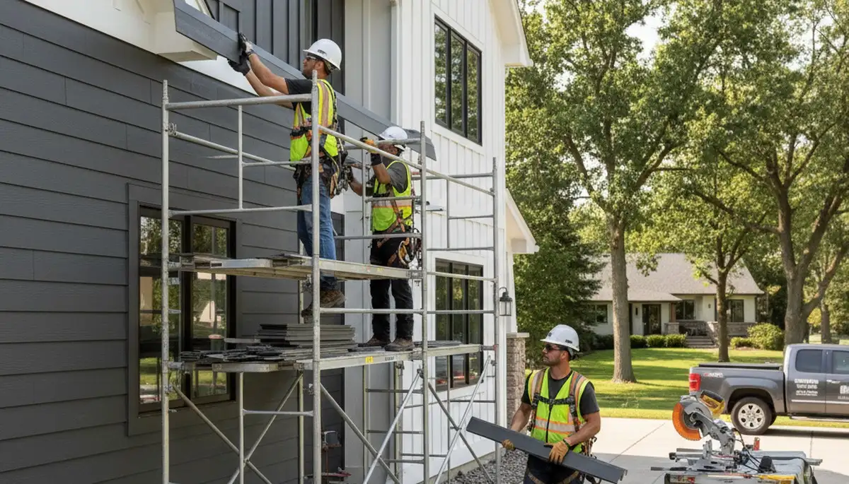 Minneapolis, MN siding contractor installing vinyl siding on a home exterior