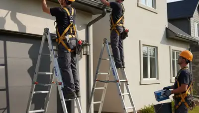 Minneapolis gutter repair team fixing leaky, sagging gutters for home protection in Minneapolis, MN
