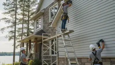 Minneapolis MN siding contractor installing vinyl siding on a home