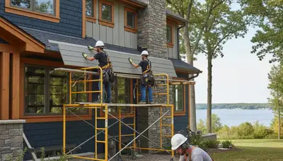 Minneapolis, MN siding company installing durable vinyl siding on a residential home