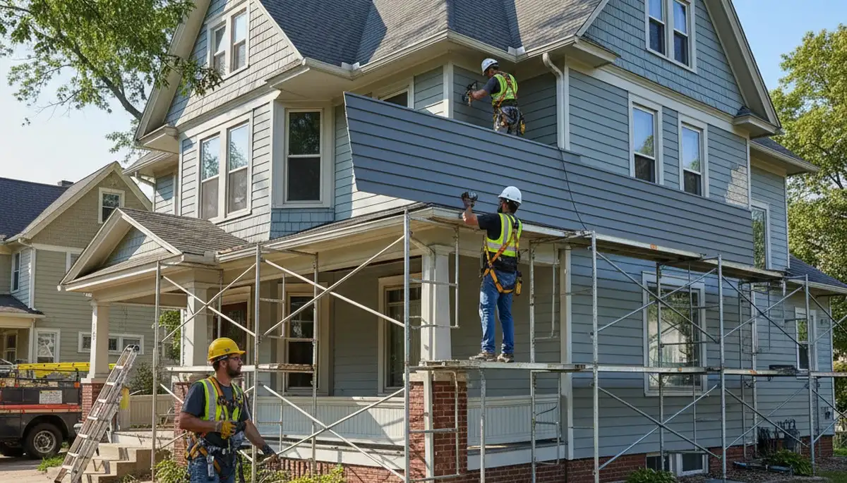 Minneapolis, MN siding contractor installing durable vinyl siding on a home exterior