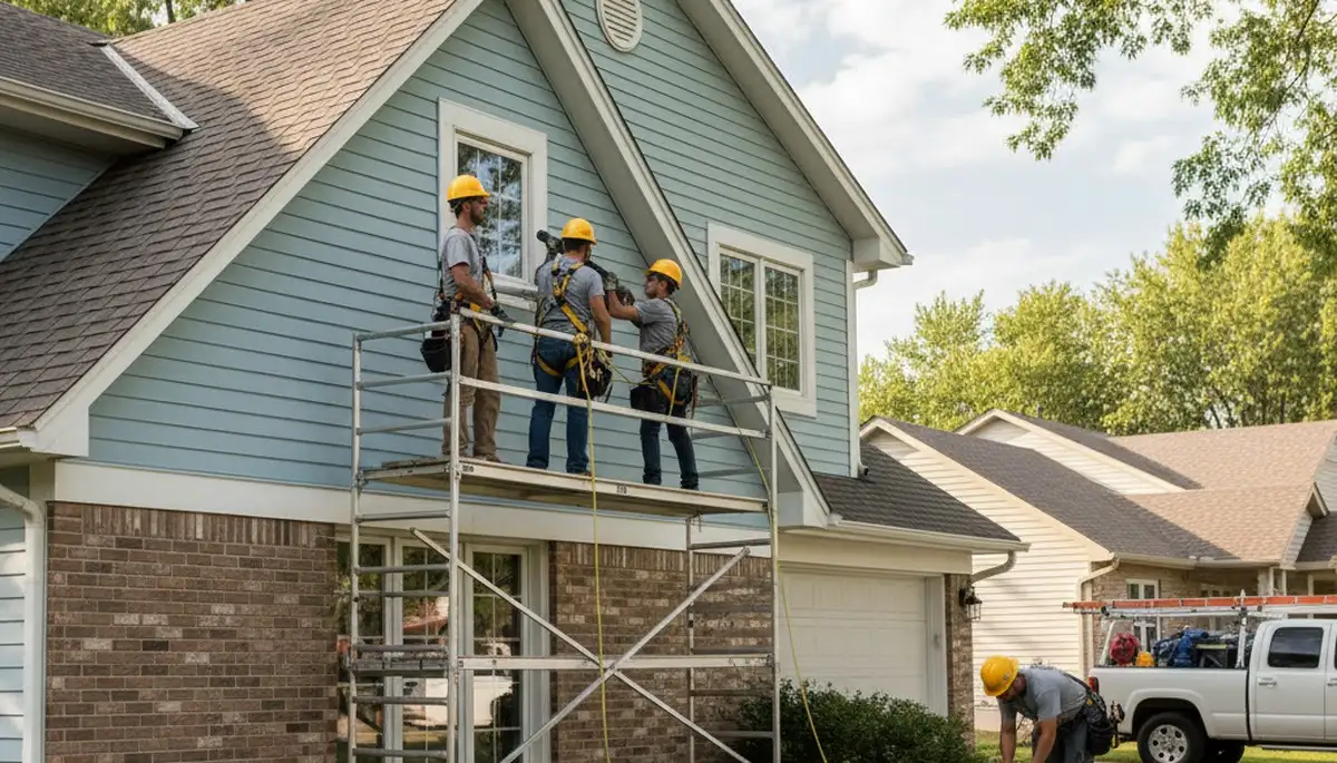 Minneapolis MN siding contractor installing durable vinyl siding on a home